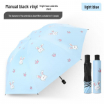 Women's Automatic Folding Umbrella: Black Glue Sun & Rain Protection, Anti-UV, Cartoon Design