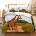 Aafrika Loomad Žiraaf P&auml;ikeseloojang Voodipesu Komplekt 3D Tekikoti Komplekt Voodikate Poistele T&uuml;drukutele Lastele Kodu Tekstiil Mikrofiiber Voodikate US Twin(172x218cm) gray