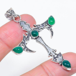 Natural Green Onyx Gemstone 925 Sterling Silver Jewelry Pendant 2.48 j2i09