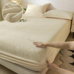 S&uuml;gistalvine soe liibuv voodilina Flanell Pehme Mugav Queen voodilinad Paks korallifliisist madratsikate Pehme voodilina 160x200cm elevandiluuvalge