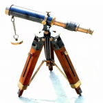 Messingist teleskoop puidust statiiviga Merenduslik Noodiline Vanaaegne Lauakaunistus M aero