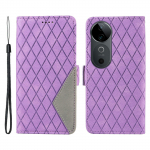 For vivo S19 5G/V40 5G Case Rhombus Splicing Leather Phone Cover Light Purple