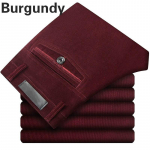 Meeste velvetist n&ouml;&ouml;rist p&uuml;ksid Stretch sirged p&uuml;ksid vabaaja vabad k&otilde;rge v&ouml;&ouml;kohaga retrop&uuml;ksid 30 burgundiapunane