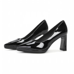 6-Seksikad &uuml;hev&auml;rvilised terava ninaga paksude kontsadega k&otilde;rged kontsad naistele veekindel laud pruutneitsi kingad l professionaalsed t&ouml;&ouml;d &uuml;hed kingad naised 34 must
