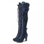 2025 Suur suurus 43 Naiste Must Gooti &Uuml;le p&otilde;lve Saapad Paelkinnitusega Retro Gooti Must K&otilde;rge Kontsaga Saapad Vampiir N&otilde;id Cosplay Jalan&otilde;ud Lips 34 sinine