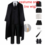 Dazai Cosplay Kost&uuml;&uuml;m Must Trenchcoat P&uuml;ksid Kindad Side Dazai Osamu Komplektid &Uuml;likond Halloweeni Kost&uuml;&uuml;m Anime Comic Coni jaoks S