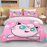 10 suurust Pokemon Jigglypuffi tr&uuml;kiga roosa voodipesukomplekt Tekikate 1 tekikate 2 padjap&uuml;&uuml;ri T&auml;iskasvanute ja laste voodipesukomplekt Luksuslik EU single(135x200cm) beige