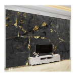 Suurus Seinamaali tapeet 3D Must Kuldne Marmorist tapeet Elutuba TV Diivan Magamistuba Kerge luksus Fresko 200 cm(W) x 140 cm(H)