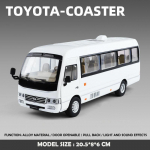 Simulatsioon 1:24 Toyota Coaster Bussi Sulamist Mudel Heli ja Valgusega T&otilde;mmatav M&auml;nguauto Kogumine Miniatuurne Auto Laste Poisi kingitus valge