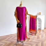 Stiilne Moodne &Uuml;le suurusega Aafrika Naiste R&otilde;ivad Dubai Dashiki Abaya Lilleline Tr&uuml;kitud Disain Salliga Lahtine Pikk Kleit