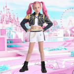 Kuum Film KPop Deemonik&uuml;ttide Kost&uuml;&uuml;m T&uuml;druk Cosplay KPop Lauljad Tantsuroll Halloween Deemoni Riietus Top + P&uuml;ksid + Aksessuaaride Komplekt 160 must