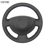 Must kunstnahast autojuhtimiskangi kate Renault Logan 1 Sandero Symbol Clio Twingo Lada Largus Nissan Almera G15 jaoks Black Thread