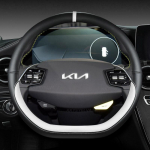 Auto roolikatete 38cm Nahast KIA K5 KX5 K2 K3 GT Br&auml;ndi Rio Cerato Sportage Stinger EV6 EV6 GT EV6 GT-line jaoks RED O SHAPE