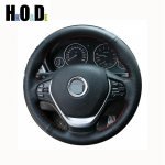 BMW F20 F21 F22 F23 F30 F31 F34 F32 F33 F36 jaoks K&auml;sit&ouml;&ouml;na &otilde;mmeldud must nahast autojuhtimiskangi kate Light Blue Thread