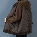 Naiste kapuutsiga jakk varas&uuml;gisene plusssuuruses soe kampsun, vaba vabaaja lukuga Peplumi jope XXXXL pruun