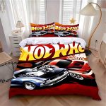Tekikott Padjap&uuml;&uuml;r Voodipesukomplekt T&auml;iskasvanud Poiss T&uuml;druk Magamistoa Kaunistus Laste Kingitus &Uuml;heinimese Kaheinimese Suur Suurus Kuum W-Wheels Autod AU Single 140x210cm