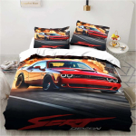 Retro Dodge Srt Hellcat Racing Tekikatted Voodipesukomplektid Kuninganna Voodipesukomplekt Tekikott Poiste Toa Voodipadi Tekikate EU Single(135*200cm)3pcs