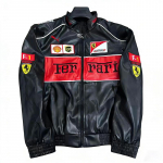 F1 V&otilde;idus&otilde;idu&uuml;likonna tikitud nahkjakk - Harley Retro mootorrattastiil, Puuvillane s&otilde;idukost&uuml;&uuml;m, PU jope L