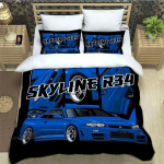 GTR racing retro Voodipesukomplekt Tr&uuml;kitud Voodikomplekt Padjap&uuml;&uuml;riga Voodikatte Kate Pehme &Uuml;he-/Kahekohaline Queen/Super King Suurus Kingituseks 150*200cm 3pcs