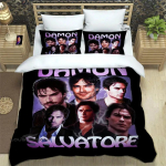 The Vampire Diaries Damon Salvatore Voodipesukomplektid peen vooditarvete komplekt tekikott vooditekkide komplekt voodipesu s&uuml;nnip&auml;evakingitus EU Single(135*200cm)3pcs