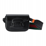 Gucci Horsebit 1955 Triibuline Web Kett Nahast &Otilde;lakott Crossbody Kott Mini Naiste kotid Must 726863-AABGW-1075 Gift Set(Basic Set+Box+Shopping Bag)