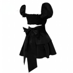 Valge seksikas seljataga minikleit naiste korea moe, vabaaja elegantne peokleit Naiste volangidega Kawaii Lolita peokleit Y2k XL must