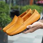Ehtne nahk Hingav Moccasins Vabaaja Loafers Nahast Kingad Meestele Slip-on Formaalne Itaalia S&otilde;idukingad Lamedad Chaussure Homme 43 kollane