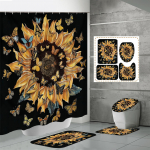 4TK Du&scaron;ikardinakomplektid Du&scaron;ikardina ja Vaipadega WC-kaane Vaip U-kujuline Matt ja Vannimatt Vannitoakomplekt 12 Konksuga One Size