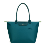 Longchamp Le Pliage Green 31 Tikitud logo Kl&otilde;ps-lukuga T&otilde;mblukk Taaskasutatud l&otilde;uend Nahast kaunistustega Pelmeeni kott K&auml;ekott Suur 1899919P89 Basic Set (Bag)