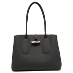 Longchamp Le Roseau 35 &Uuml;hev&auml;rviline Bambusest Pandlaga Suure Mahutavusega Krokodillimustriga Nahast Tassima-&Otilde;lakott Suured Naiste kotid Must 10060HPN001 Basic Set (Bag+Dust Bag)