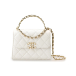 Chanel 23P Kevad/Suvi Valge Tepitud Vasikanahast Kelly Kott Kuldse Riistvaraga Kett-&otilde;lakott Risti-keha-kott Naiste Kott Gift Set(Basic Set+Box+Shopping Bag) valge