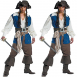 Kvaliteetne t&auml;iskasvanute meeste piraadikapteni kost&uuml;&uuml;m Cosplay Halloweeni t&auml;iskomplekt Tag XL=US M