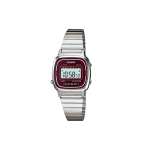 Casio Vintage Series L Digitaalne Klassikaline Retro Ruudukujuline K&auml;ekell Veekindel Kvartsmehhanism Roostevabast Terasest Rihm Meeste kellad Punane LA670WA-4 Regular Watch Box,Silver Strap