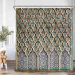 3D Maroko Vintage Du&scaron;ikardin Vananenud V&auml;rav Geomeetriline Muster Ukseava Disain Sissep&auml;&auml;s Arhitektuuriline Ida Stiil Vannituba Kardinad 150x180cm-60x70in