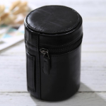 Keskmise suurusega objektiivikott, lukuga PU-nahast kott-karbike DSLR-kaamera objektiividele, Suurus: 13x9x9 cm must