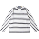 Polo Ralph Lauren Ss26 Logoga Tikitud Triibuline &Uuml;mmarguse Kaelusega Vabaaja Pikkade Varrukate T-s&auml;rk Klassikaline V&auml;ljalase Meeste Topp MNPOTSH16820394-100 L white