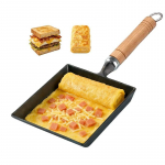 SHGO-Jaapani Munapann, Malmist Tamagoyaki Pann, Toidupann, Ristk&uuml;likukujuline Hommikusandwichi K&uuml;psetust&ouml;&ouml;riist Puidust K&auml;epidemega