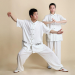 2 tk/komplekt Unisex n&ouml;&ouml;biga plekiga s&auml;rk lahti &uuml;hev&auml;rviline hiina traditsiooniline tai chi &uuml;likond kung fu kandma meeste riideid M valge