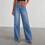 Naiste Laiad K&otilde;rge V&ouml;&ouml;koht Venivad Toore &Auml;&auml;rega Denim P&uuml;ksid Sirge L&otilde;ikega Denim P&uuml;ksid S