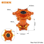 OTOM Mootorratta Esiratta ja Tagaratta Rummu KTM SX XC 2016-2022 SXF XCF HUSQVARNA FC FX TC TX GASGAS EX MC 36 Avausega CNC Alumiinium Orange Rear Hub