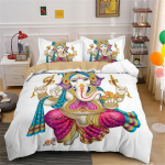 Kuningas Kuninganna Suurus Buddha Voodipesu Komplekt Boho Mandala V&auml;rviline Disain Jumal Ganesha Kuningas Pol&uuml;ester Tekikott India S&uuml;mbol Tekikott EU single(135x200cm)