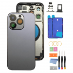Tagumine korpus iPhone 14 Pro 14 Pro Maxile koos klaasist tagakaane, keskmise raami, SIM-kaardi hoidiku ja remondit&ouml;&ouml;riistadega 14 Pro-Black