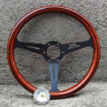 14-tolline 358 mm klassikaline puidust rool JDM v&otilde;idus&otilde;idu sportrool autotarvikud Black with Line