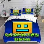 Geometry Dash Voodipesukomplektid Tekk Tekikott Voodikate Padjap&uuml;&uuml;r 2-3osalised Komplektid Magamistoa Kaunistus Kodutarbed 135x200cm