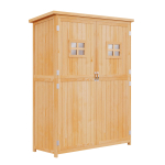 Puidust aiamaja kahe aknaga, t&ouml;&ouml;riistade hoiukapp, v&auml;litingimustes kasutatav kahekordse uksega korraldaja 127,5L x 50L x 164K cm, naturaalne 127.5 x 50 x 164 cm