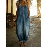 Vintage Kulumisj&auml;lgedega L&otilde;tv Naiste Vabaaja Denim Tunked Reguleeritava Pandlaga Jean &Uuml;likond Retro Pesuaine Pesuga Denim Romper M sinine