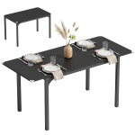 Pikendatav s&ouml;&ouml;gilaud 4-6 inimesele, terasjalad, v&auml;ikestesse ruumidesse, s&ouml;&ouml;gituppa, must 160 x 70 x 75 cm