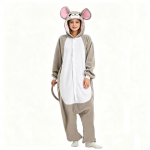 Hall Hiir Onesie Kigurumi T&auml;iskasvanutele Anime Pidžaama Fliisist Kapuutsiga Kombinesoon Halloweeni Cosplay Koduriided M white