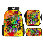 Sprunki Incredibox Laste Koolikoti Komplekt Kerge Ergonoomiline Kahe Rihmaga Kott Klassidele 3-4 Multikaprint Oxfordi Kangas Koos 17 Backpack