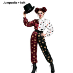 Halloweeni Tume Tsirkuseklouni Kombinesoon M&auml;ngukaardimustriga Cosplayks ja Kost&uuml;&uuml;mipidudeks Female,XL black